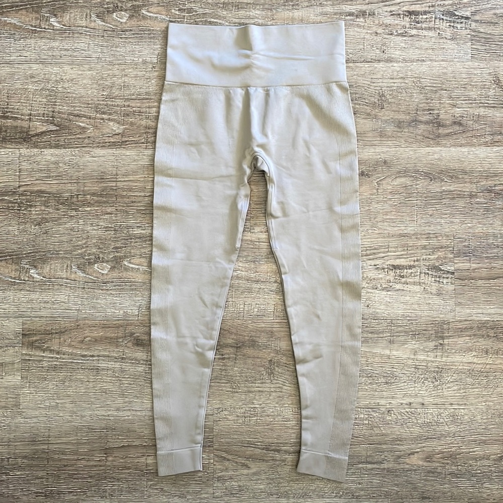 Set Active Seamless Ribbed Leggings Beige